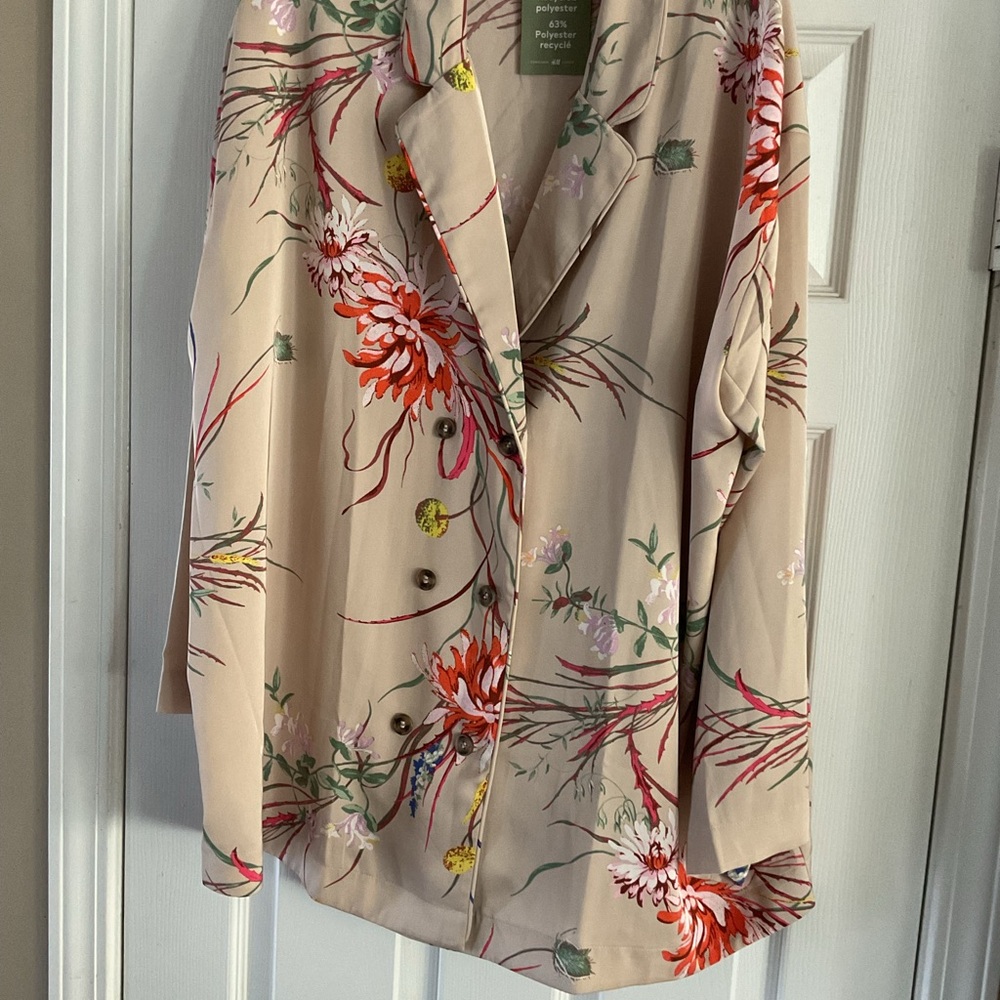 H&M Blush/Tan Floral Oversized Blazer Size XL   NWT